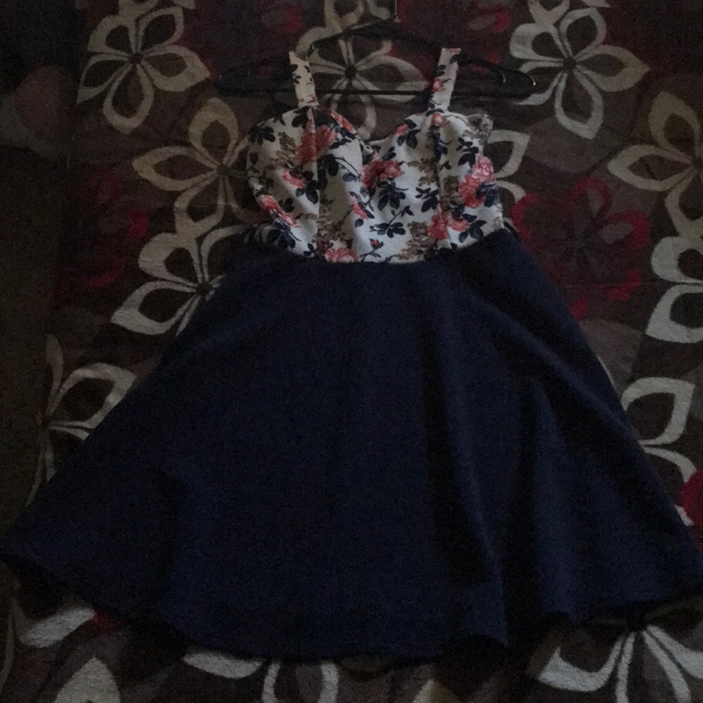 Flower print and Navy bottom Dress